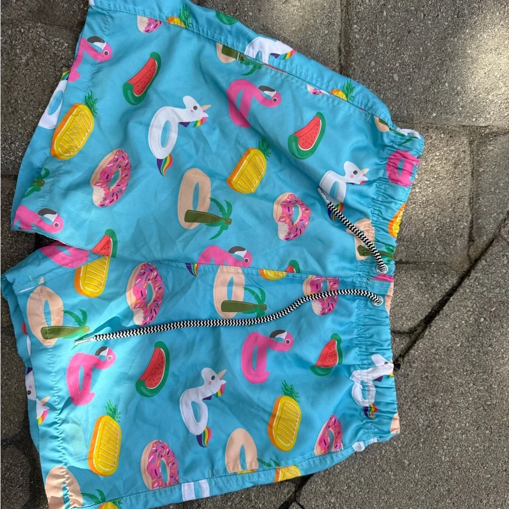 DandyDelight Men's Tropical Print Swim Shorts - Aqua